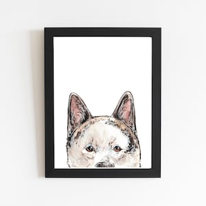 Akita Dog Art Print, Cute Dog Art Decor, Dog Wall Art, Watercolor Dog Illustration, Traditional Original Drawing