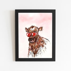 Kuh Kunstdruck, süße braune Kuh Zeichnung Dekor, Kuh Kunstdruck für Kinderzimmer, Kuh Wandkunst Bauernhaus, Kuh Illustrations, Kuh Aall Art Bauernhaus