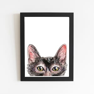 Lykoi Werewolf Cat Art Print, Watercolor Painting Illustration Drawing, Home Decor Wolf Art