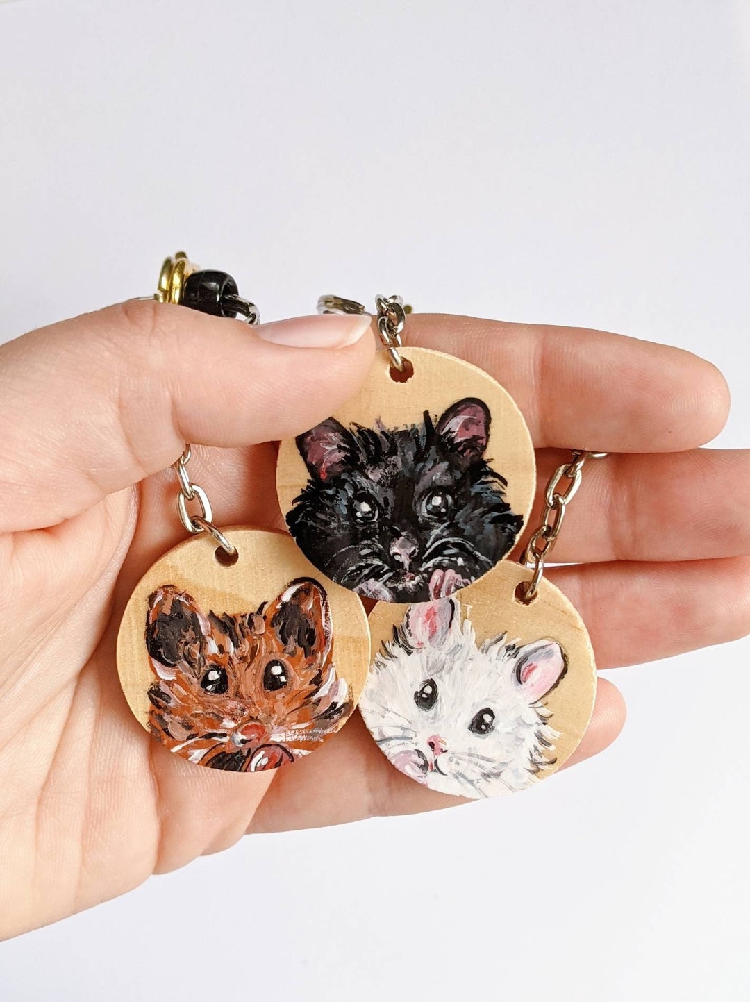 Custom Hamster Handmade Keychain, Personalized Cute Hand-painted Small ...