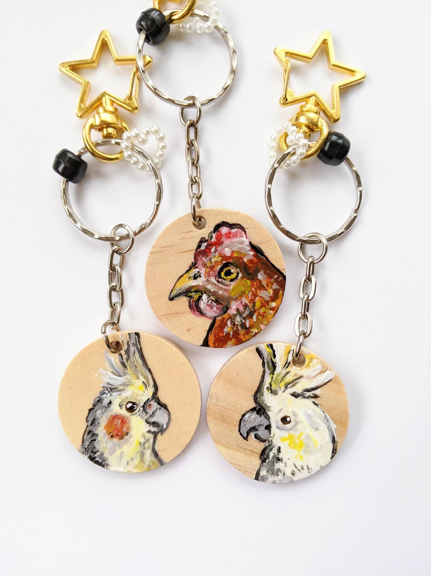 Birds Handmade Keychains Cute HandPainted Small Gift Etsy