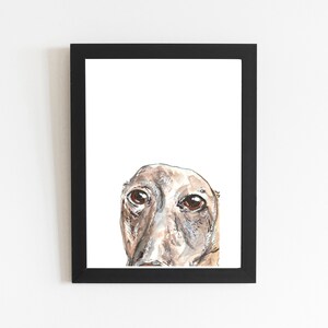 Greyhound Dog Art Print, Custom Dog Watercolor Illustration Traditional Drawing, Personalized Dog Art Print, Different Sizes Available