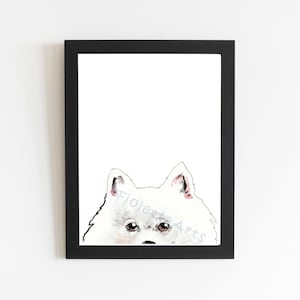 American Eskimo Dog Breed Keep a Boo Print, Big White American Dog Watercolor Illustration, Cute Fluffy Dog Art, Dog Breed Wall Decor