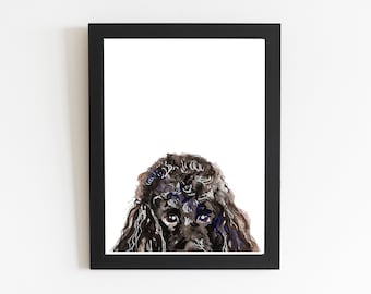 Standard Black Poodle, Dog Art By FiolettaArts, Home Decor Watercolor Illustration, Free Us Shipping, Unique Dog Gifts, Dog Lover Gift