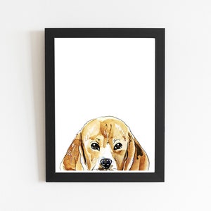 Beagle Dog Print, Cute Watercolor Dog Portrait, Puppy Illustration Drawing, Wall Art Decor Pet Gift Idea, Dog Mom and Dad Gift