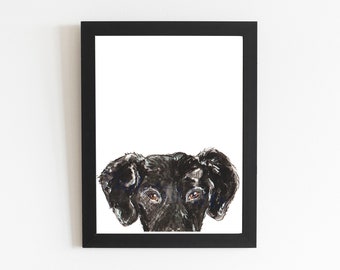 Black Labrador Art Print, Art from the Dog, Small Gift for Groomers, Vets and Breed Lovers, Lab Cute Dog Wall Art, Home Decor Unframed