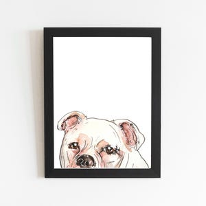Pit Bull Dog Art Print, Dog Breed Watercolor Illustration, Dog Wall Art Decor, Cute Puppy Drawing