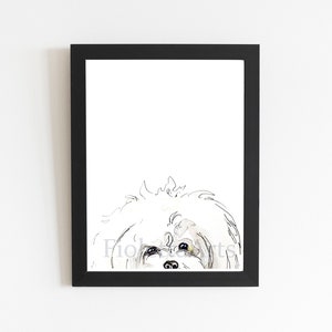 Maltese Dog Art Print, White Small Dog Gift Cute Art Decor, Animal Watercolor Artwork Wall Decor, Fluffy Animal Poster, Gift for Dog Owner