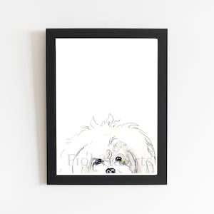 Maltese Dog Art Print, White Small Dog Gift Cute Art Decor, Animal Watercolor Artwork Wall Decor, Fluffy Animal Poster, Gift for Dog Owner