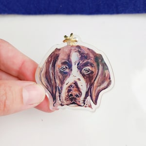 Porte-clés holographique pointeur allemand à poil court, illustration de chien aquarelle, charme animal Holo, gros chien brun, cadeau d'amant de chien image 1