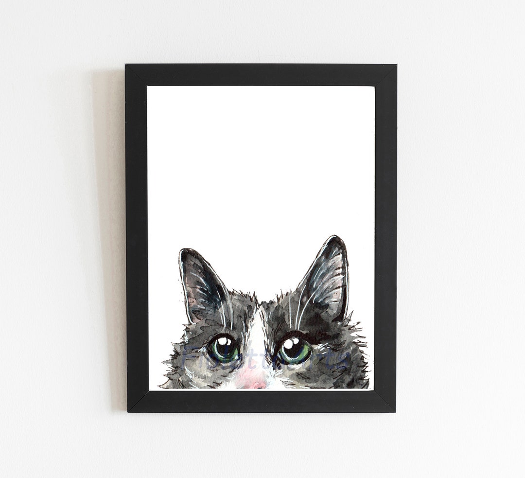 Grey Tabby Cat Art Print: Custom Watercolor Pet Portrait - Etsy