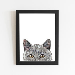 British Shorthaired Cat Art Print, Cat Breed Watercolor Illustration Drawing, Cute Kitty Cat Home Wall Decor Idea, Small Gift Idea Cat Lover