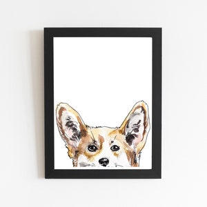 Corgi Pembroke Welsh Dog Art Print, Cute Puppy Wall Art, Pet Portrait Print Room Decor, Farmhouse Pet Dog Nursery Poster, Corgy Decor