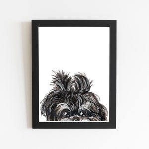 Black Shih Tzu Art Print, Black Small Dog, Gift for Dog Mom or Dad, Dog Loss Small Gift, Watercolor Wall Decor Illustration