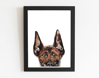 Belgian Malinois Art Print, Shepherd Art Watercolor Decor, Wall Decor Artwork, Animal Home Decor, Pet Memorial Pet Loss, Small Acute Gift