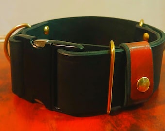Wide Leather Dog Collar, 2 inch width Custom width & 6 Color options