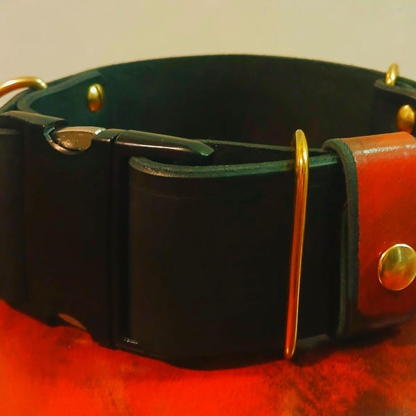 Wide Leather Dog Collar, 2 inch width Custom width & 6 Color options