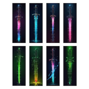 8 Bookmarks Printable DIY | Digital Art Download - Sword 2