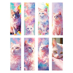 8 Bookmarks Printable Fantasy | Digital Art Download - Cat 1