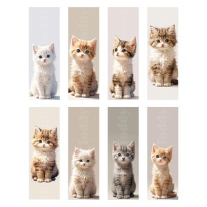 8 Printable DIY Cute Bookmarks | Digital Art Download - Kitten 1