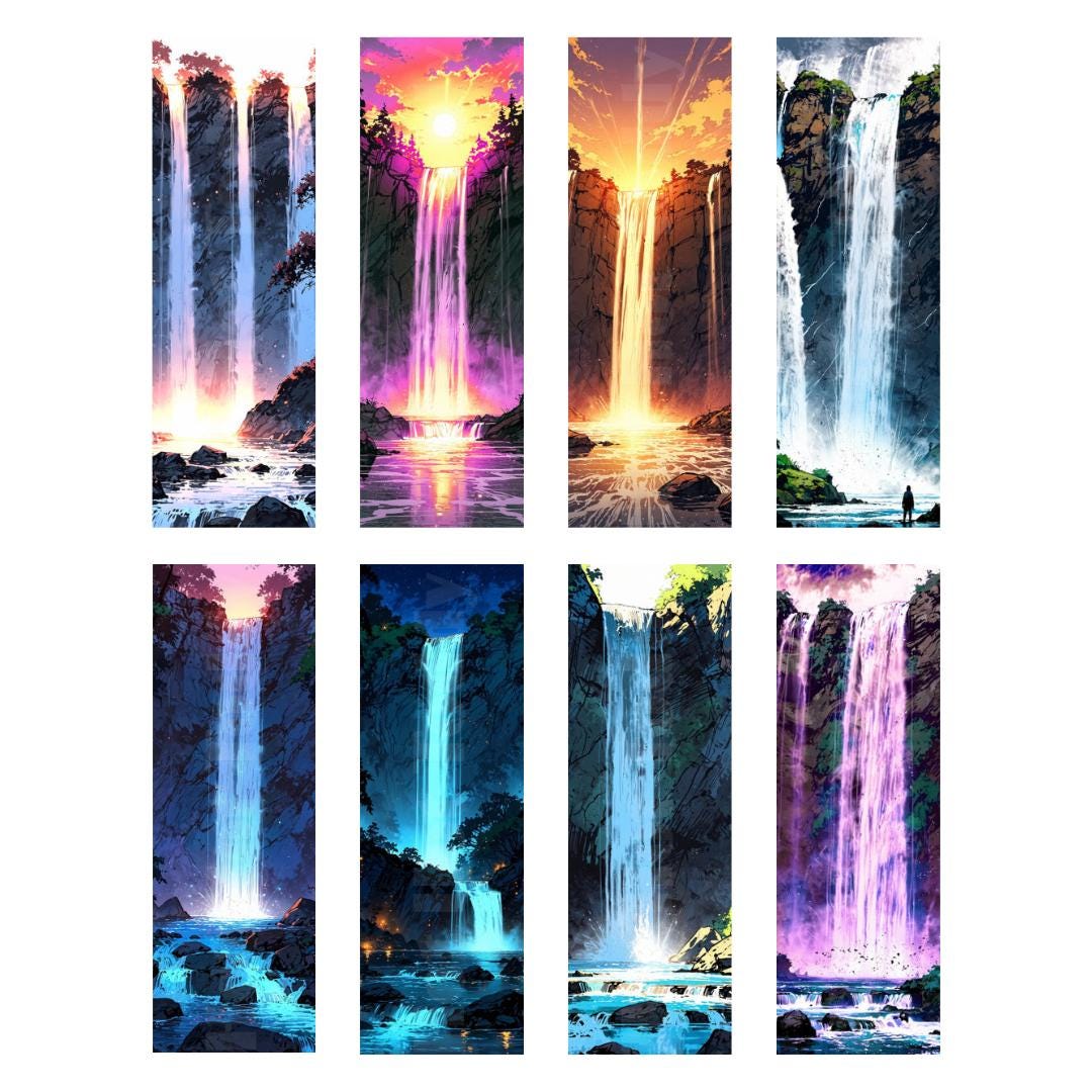 Mystical Waterfall Bookmarks: Customizable DIY Digital Art (PDF) - Etsy
