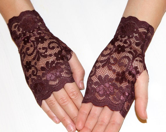 burgundy lace gloves