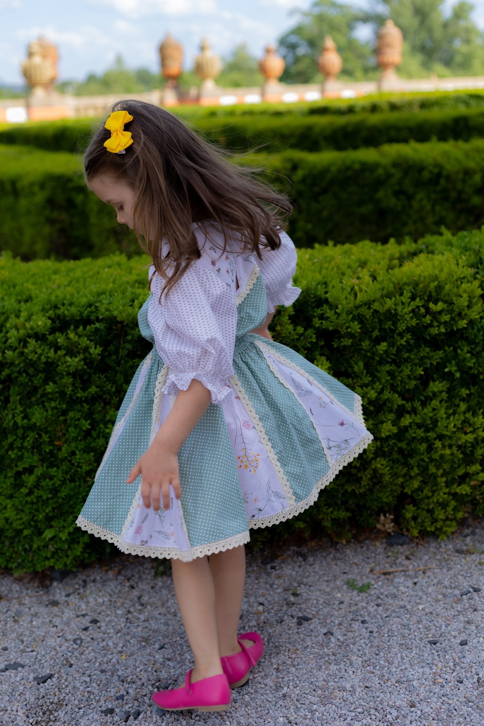 Vintage Art Ruffled Sleeveless Patchwork Dress main image 1