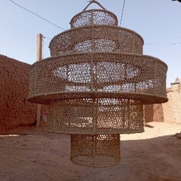 Wicker Chandelier Large Etsy