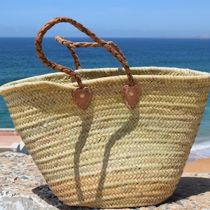 Moroccan wicker basket, french bag for market, doum natural basket