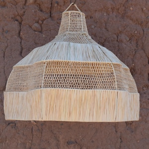 Moroccan Rattan Lamp – Raffia pendant light-Boho Hanging Light Fixture, Handmade Woven Pendant, Natural Ceiling Light