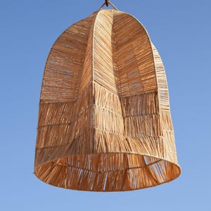 Handmade Rattan Lampshade – Natural Woven Pendant Light | Boho Ceiling Fixture | Moroccan Artisan Chandelier for Home Decor
