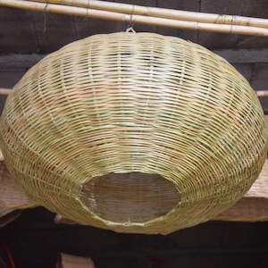 Cane Chandelier Pendant – Moroccan Woven Hanging Light, Boho Straw Ceiling Lamp