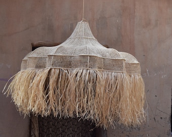 Handgemaakte rotan hanglamp – grote geweven boho-kroonluchter