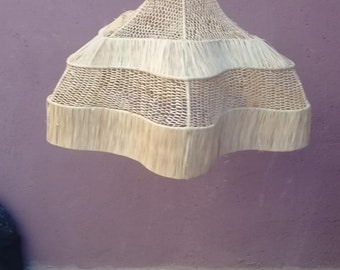 Sombra de lámpara de ratán, lámpara colgante de mimbre, lámpara de araña de paja, luz colgante de paja, lámpara colgante marroquí, accesorio de iluminación, regalo personalizado