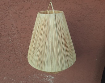Moroccan Rattan Pendant Light – Handmade Wicker Ceiling Lamp, Boho Raffia Chandelier
