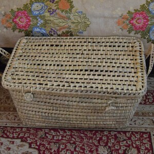 Storage Baset,Wicker Storage Trunk, Rectangular Storage Basket,Palm Leaf Storage image 9