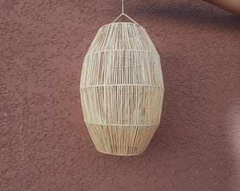 Rustic Handmade Rattan Pendant, Boho Ceiling Lamp, Natural Wicker Chandelier
