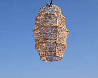 Oversized Rattan Pendant Light, Handmade Woven Ceiling Lamp, Rustic Boho Chandelier, Farmhouse Coastal Lighting