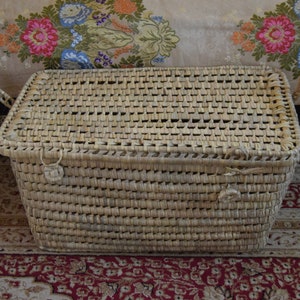 Storage Baset,Wicker Storage Trunk, Rectangular Storage Basket,Palm Leaf Storage image 10