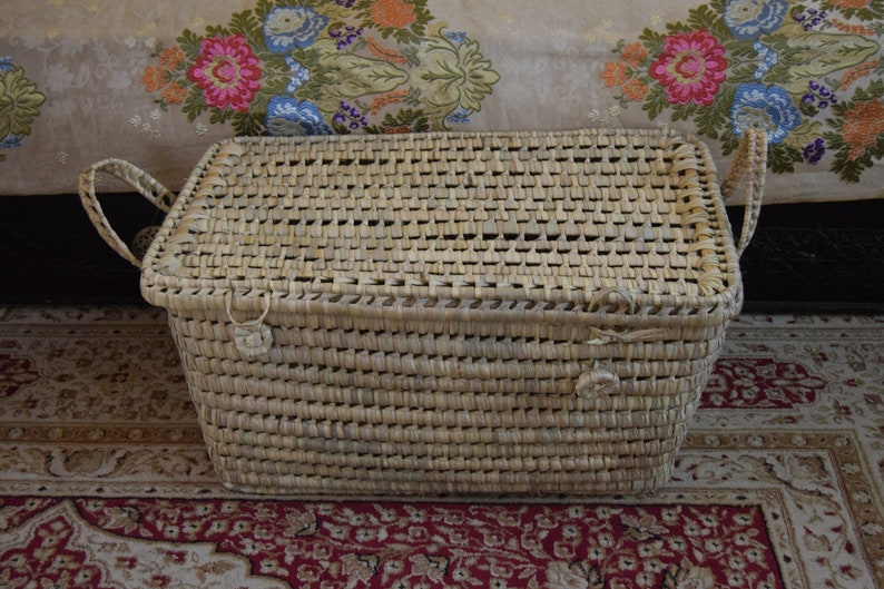 Storage Baset,Wicker Storage Trunk, Rectangular Storage Basket,Palm Leaf Storage image 10