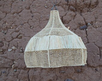 Wave rotan hanglamp – handgemaakte Marokkaanse rieten plafondlamp, boho kroonluchter, natuurlijk geweven lichtpunt voor woonkamer