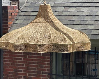 Moroccan Rattan Pendant Light – Handcrafted Boho Chandelier for Dining & Living Room
