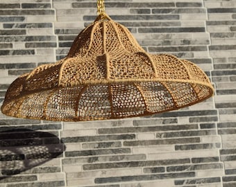 Handmade Rattan Pendant Light, Boho Chandelier, Moroccan Woven Lamp