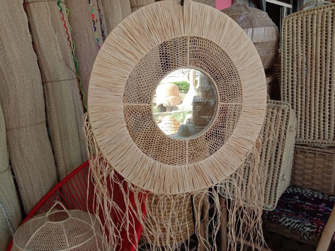 Handmade Rattan Mirror, Moroccan Boho Coastal Farmhouse Decor - Etsy