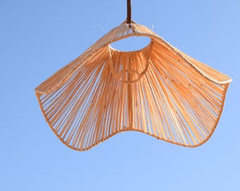 Rattan Pendant Light, Natural Wicker Ceiling Lamp, Handmade Boho Hanging Lamp, Rustic Farmhouse Lighting