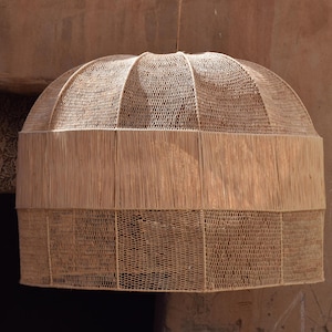 Moroccan Rattan Pendant Light – Handmade Boho Wicker Ceiling Lamp – Rustic Farmhouse Chandelier