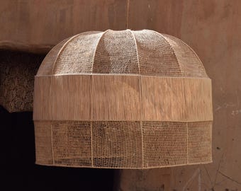 Moroccan Rattan Pendant Light – Handmade Boho Wicker Ceiling Lamp – Rustic Farmhouse Chandelier