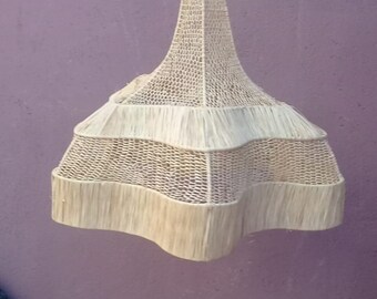 Handwoven Rattan Pendant Light, Boho Wicker Chandelier