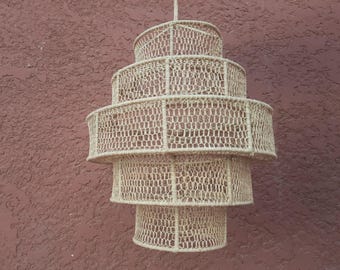 Handgewebter Rattan Kronleuchter, Boho Pendelleuchte, marokkanische Beleuchtung