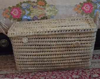 Storage Baset,Wicker Storage Trunk, Rectangular Storage Basket,Palm Leaf Storage